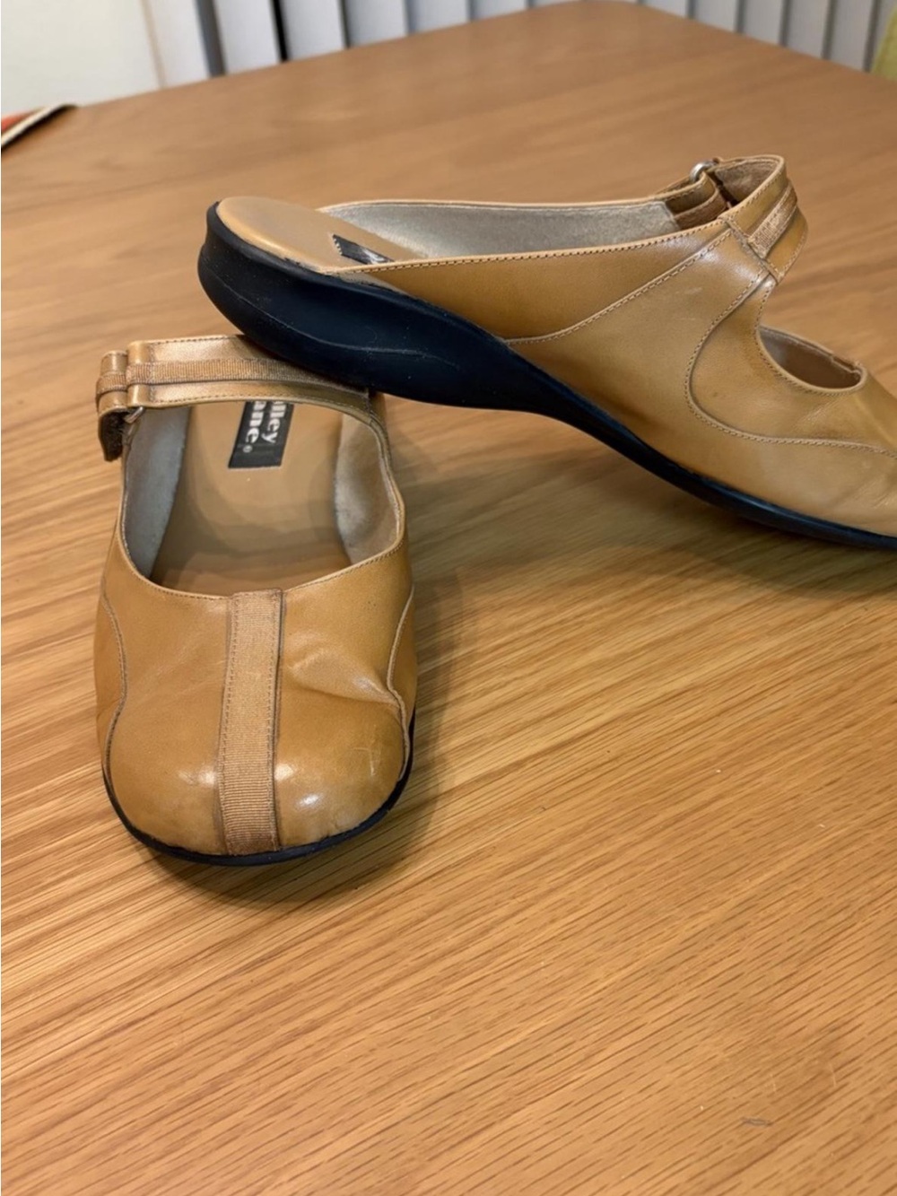 Valley Lane Tan Leather Mary Jane-Style Slip-On Flats